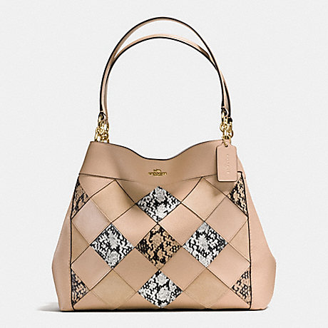 COACH F57509 LEXY SHOULDER BAG IN SNAKE PATCHWORK LEATHER IMITATION-GOLD/BEECHWOOD-MULTI