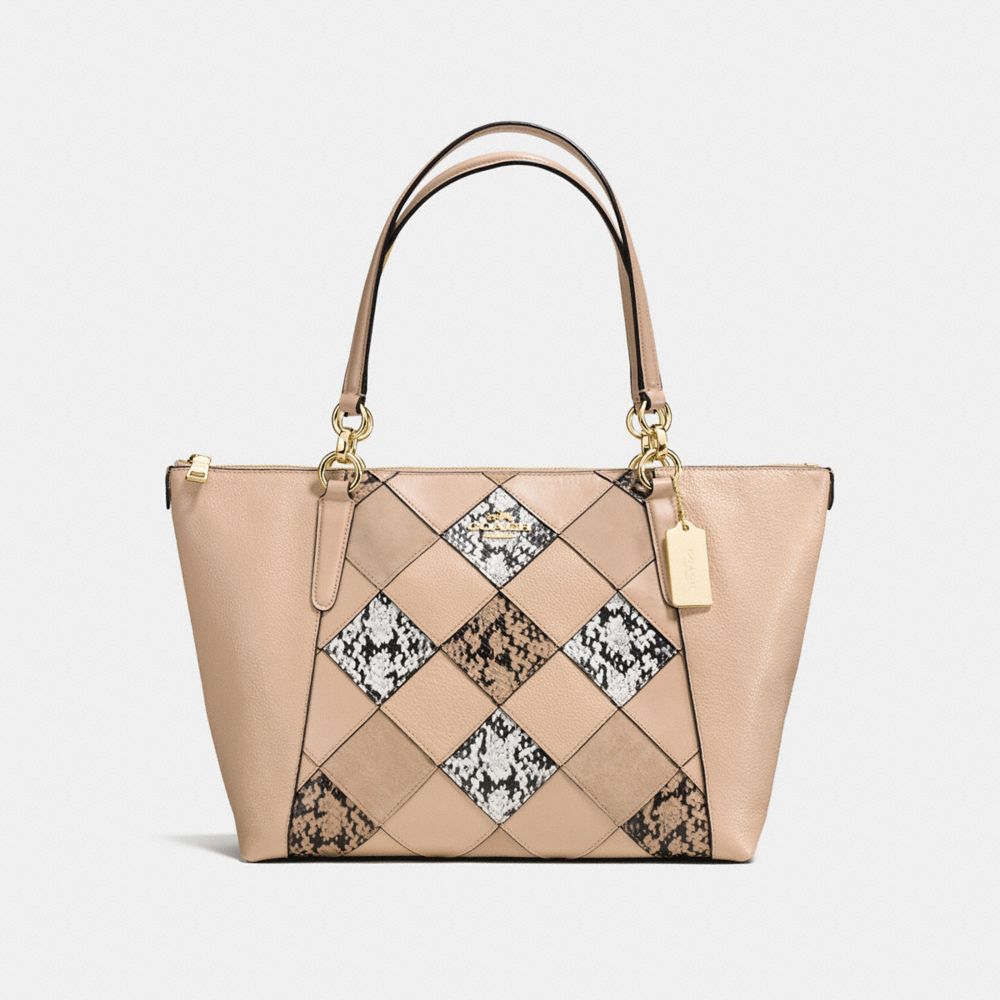 COACH F57510 AVA TOTE IN SNAKE EMBOSSED PATCHWORK IMITATION-GOLD/BEECHWOOD-MULTI