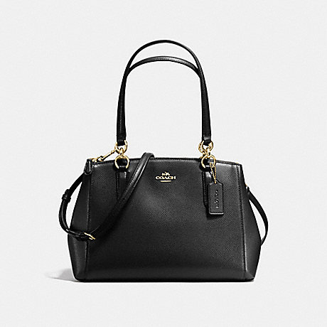 COACH SMALL CHRISTIE CARRYALL IN CROSSGRAIN LEATHER - IMITATION GOLD/BLACK - f57520