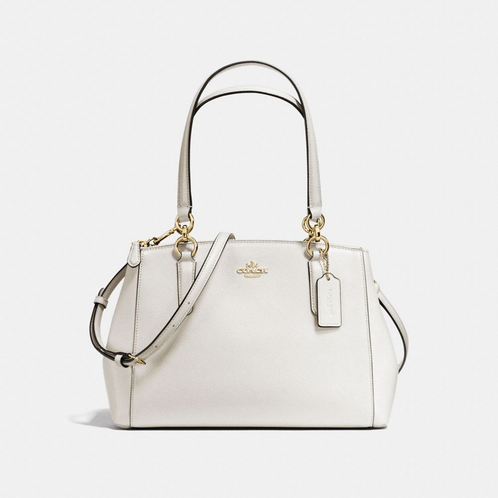 COACH SMALL CHRISTIE CARRYALL IN CROSSGRAIN LEATHER - IMITATION GOLD/CHALK - F57520