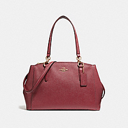 SMALL CHRISTIE CARRYALL IN CROSSGRAIN LEATHER - COACH f57520 - LIGHT GOLD/CRIMSON