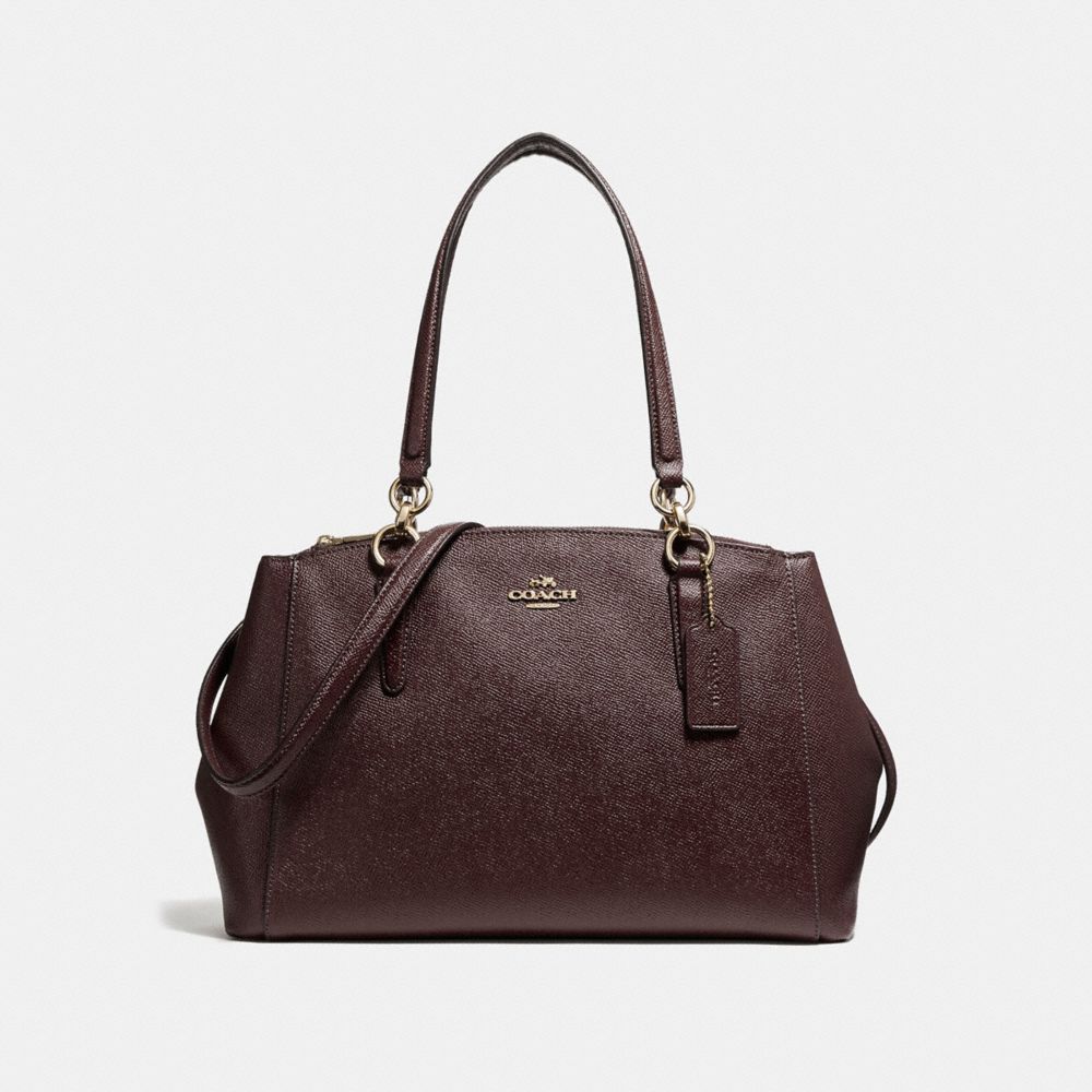 SMALL CHRISTIE CARRYALL IN CROSSGRAIN LEATHER - COACH f57520 -  LIGHT GOLD/OXBLOOD 1