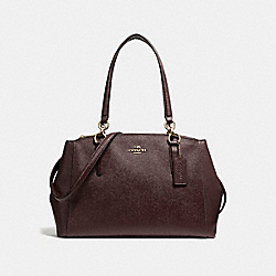 SMALL CHRISTIE CARRYALL IN CROSSGRAIN LEATHER - f57520 - LIGHT GOLD/OXBLOOD 1