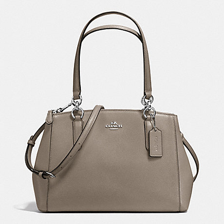 COACH F57520 SMALL CHRISTIE CARRYALL IN CROSSGRAIN LEATHER SILVER/FOG