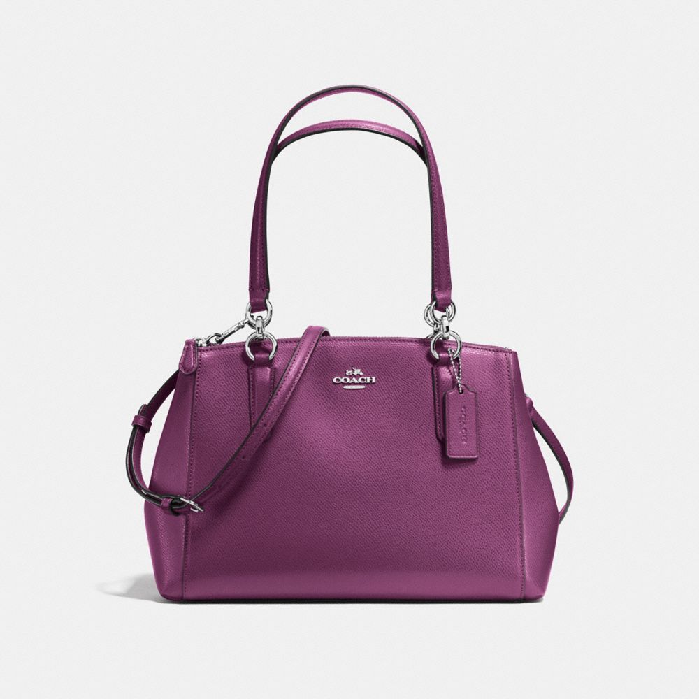 COACH F57520 SMALL CHRISTIE CARRYALL IN CROSSGRAIN LEATHER SILVER/MAUVE