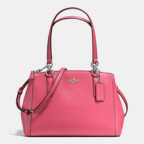 COACH SMALL CHRISTIE CARRYALL IN CROSSGRAIN LEATHER - SILVER/STRAWBERRY - f57520