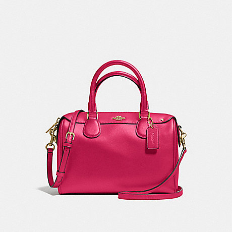 COACH MINI BENNETT SATCHEL IN CROSSGRAIN LEATHER - IMITATION GOLD/BRIGHT PINK - f57521