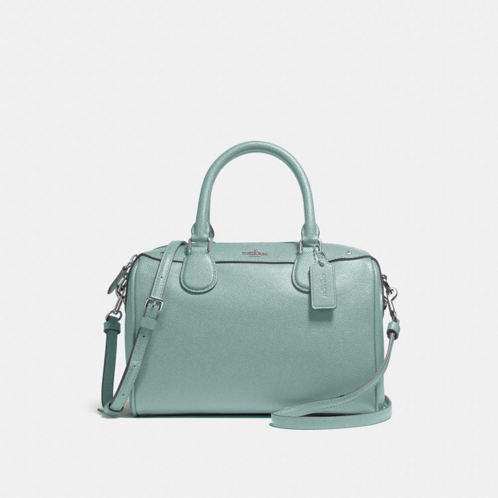 COACH f57521 MINI BENNETT SATCHEL SILVER/AQUAMARINE