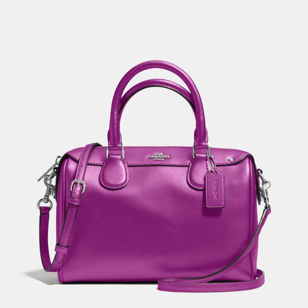 COACH F57521 MINI BENNETT SATCHEL IN CROSSGRAIN LEATHER SILVER/HYACINTH