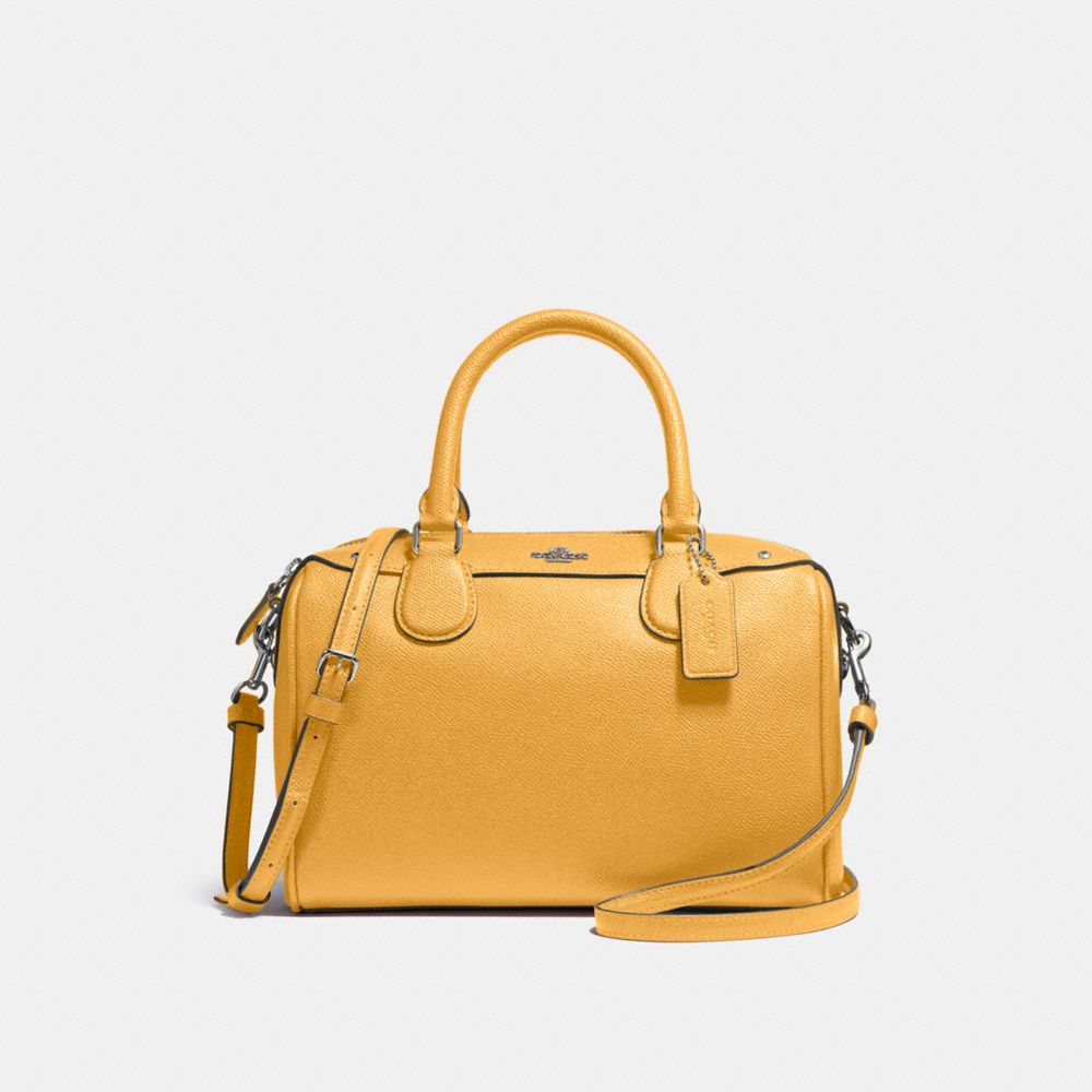 COACH f57521 MINI BENNETT SATCHEL IN CROSSGRAIN LEATHER SILVER/MUSTARD