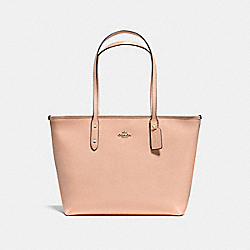 COACH CITY ZIP TOTE IN CROSSGRAIN LEATHER - IMITATION GOLD/NUDE PINK - F57522