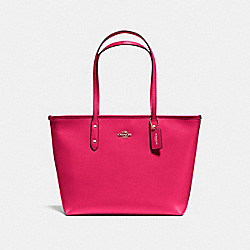 COACH F57522 - CITY ZIP TOTE IN CROSSGRAIN LEATHER IMITATION GOLD/BRIGHT PINK