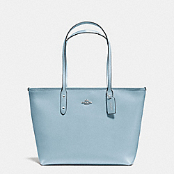 CITY ZIP TOTE IN CROSSGRAIN LEATHER - COACH f57522 - SILVER/CORNFLOWER