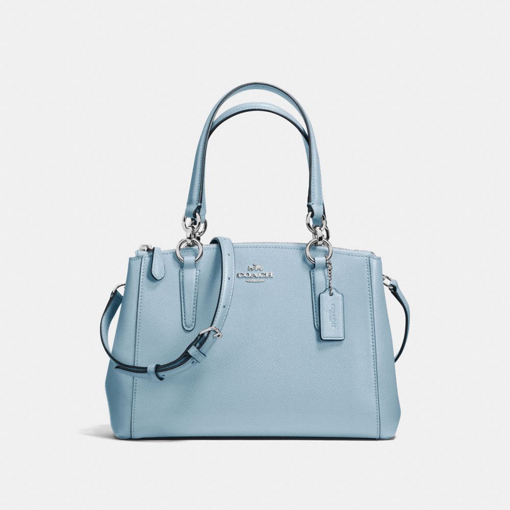 MINI CHRISTIE CARRYALL IN CROSSGRAIN LEATHER - f57523 - SILVER/CORNFLOWER