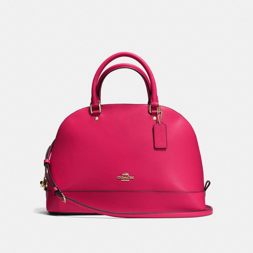 SIERRA SATCHEL IN CROSSGRAIN LEATHER - f57524 - IMITATION GOLD/BRIGHT PINK