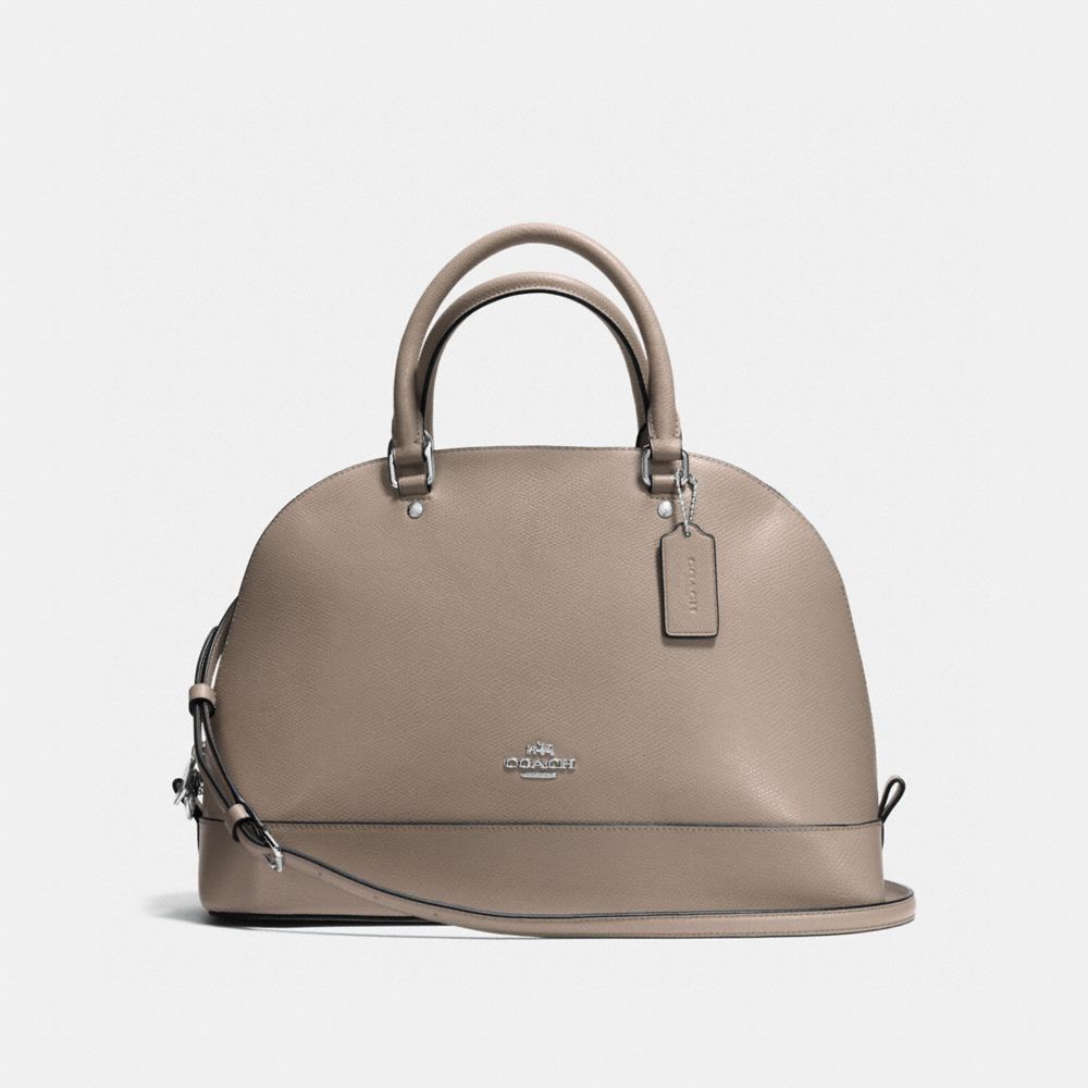 SIERRA SATCHEL IN CROSSGRAIN LEATHER - f57524 - SILVER/FOG