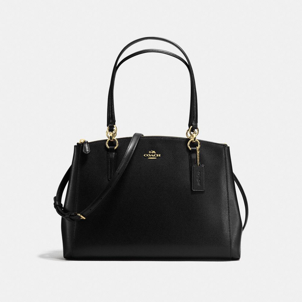 CHRISTIE CARRYALL IN CROSSGRAIN LEATHER - IMITATION GOLD/BLACK - COACH F57525