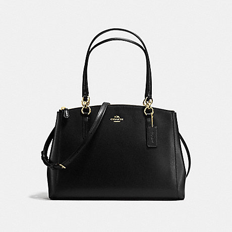 COACH CHRISTIE CARRYALL IN CROSSGRAIN LEATHER - IMITATION GOLD/BLACK - f57525
