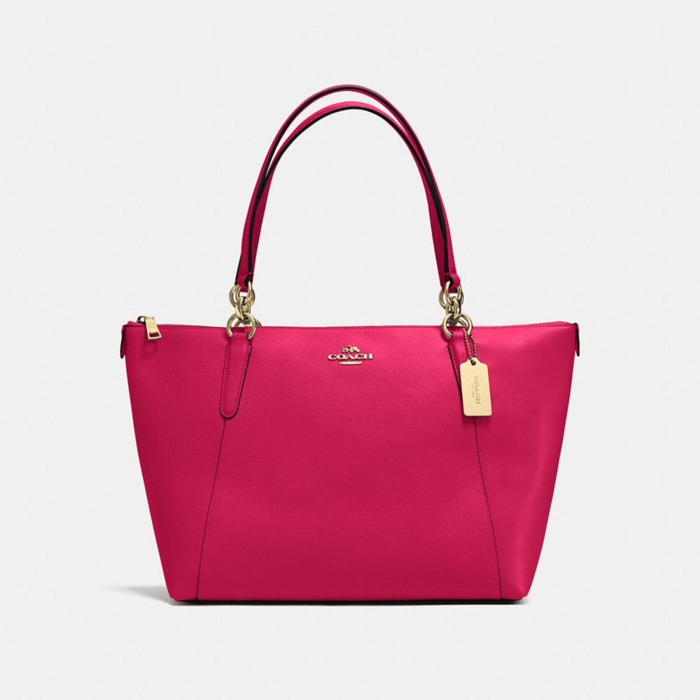 COACH F57526 Ava Tote In Crossgrain Leather IMITATION GOLD/BRIGHT PINK