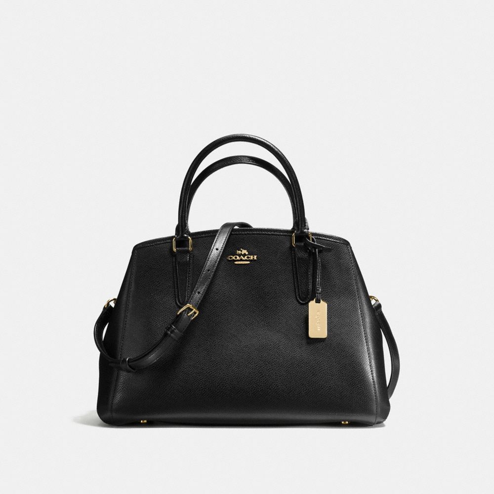 COACH F57527 - SMALL MARGOT CARRYALL IN CROSSGRAIN LEATHER IMITATION GOLD/BLACK