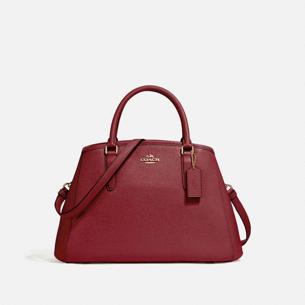 SMALL MARGOT CARRYALL IN CROSSGRAIN LEATHER - LIGHT GOLD/CRIMSON - COACH F57527