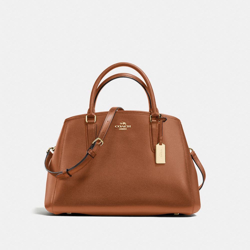 SMALL MARGOT CARRYALL IN CROSSGRAIN LEATHER - IMITATION GOLD/SADDLE - COACH F57527
