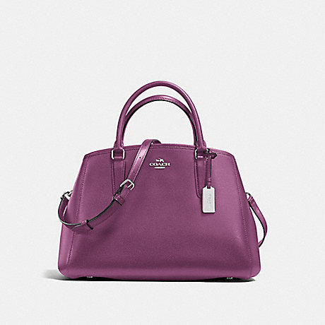 COACH F57527 SMALL MARGOT CARRYALL IN CROSSGRAIN LEATHER SILVER/MAUVE