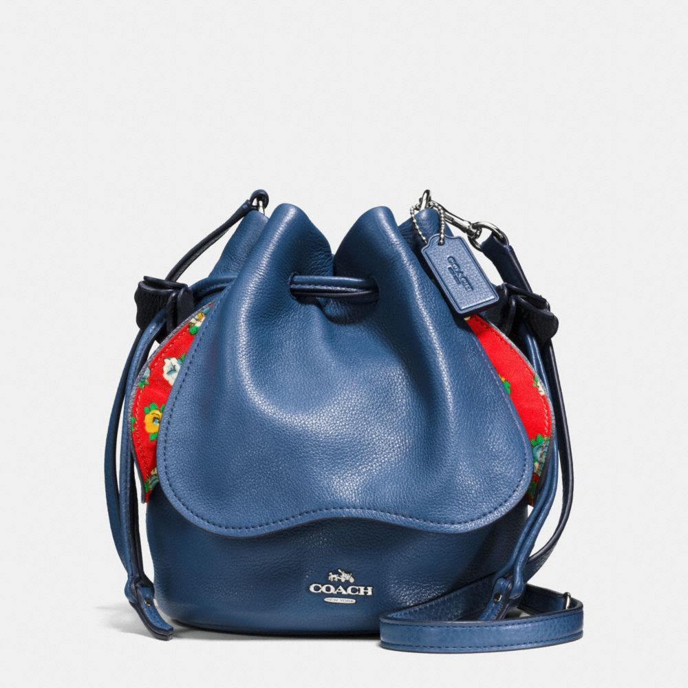 COACH F57543 Petal Bag In Pebble Leather SILVER/MARINA