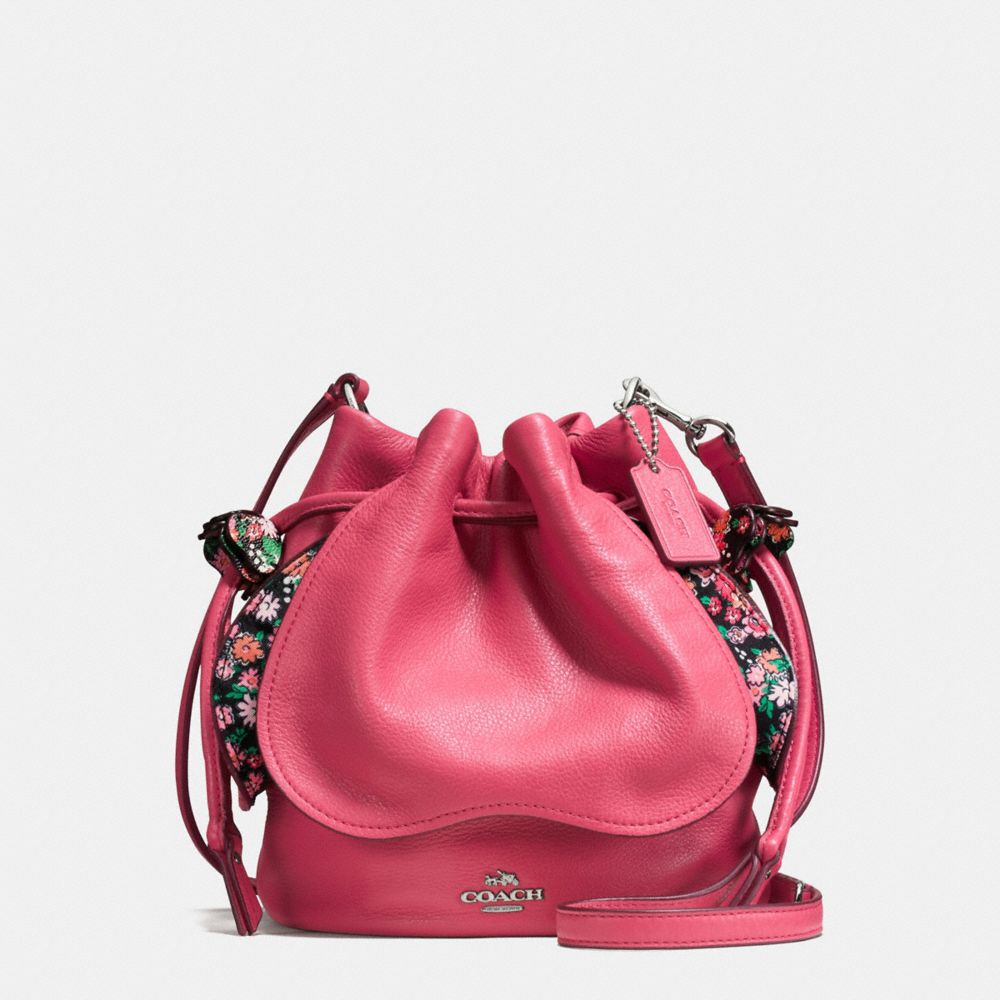 PETAL BAG IN PEBBLE LEATHER - f57543 - SILVER/STRAWBERRY