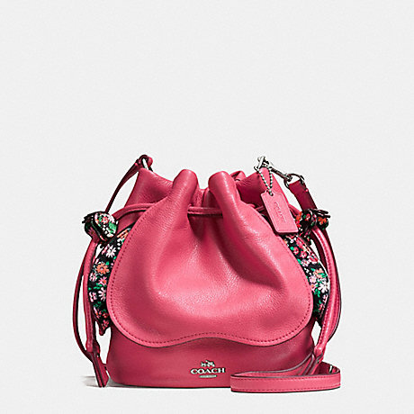 COACH PETAL BAG IN PEBBLE LEATHER - SILVER/STRAWBERRY - f57543