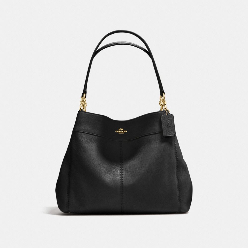 LEXY SHOULDER BAG IN PEBBLE LEATHER - IMITATION GOLD/BLACK - COACH F57545