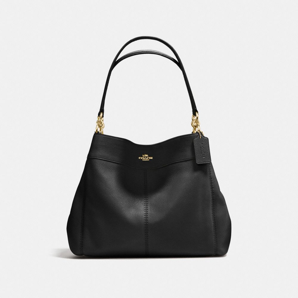 LEXY SHOULDER BAG IN PEBBLE LEATHER - f57545 - IMITATION GOLD/BLACK