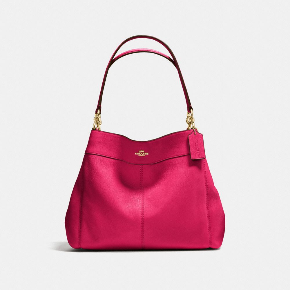 COACH LEXY SHOULDER BAG IN PEBBLE LEATHER - IMITATION GOLD/BRIGHT PINK - F57545