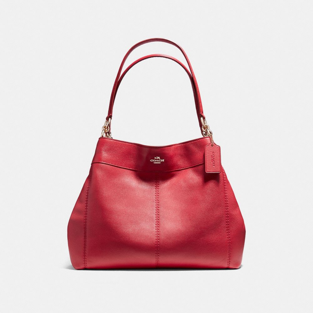 COACH F57545 - LEXY SHOULDER BAG IN PEBBLE LEATHER LIGHT GOLD/TRUE RED