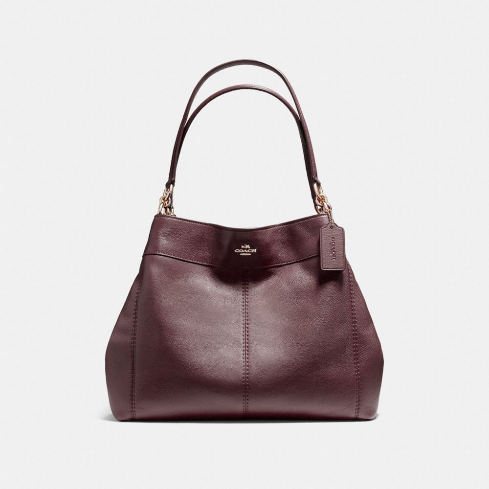 LEXY SHOULDER BAG IN PEBBLE LEATHER - f57545 - LIGHT GOLD/OXBLOOD 1