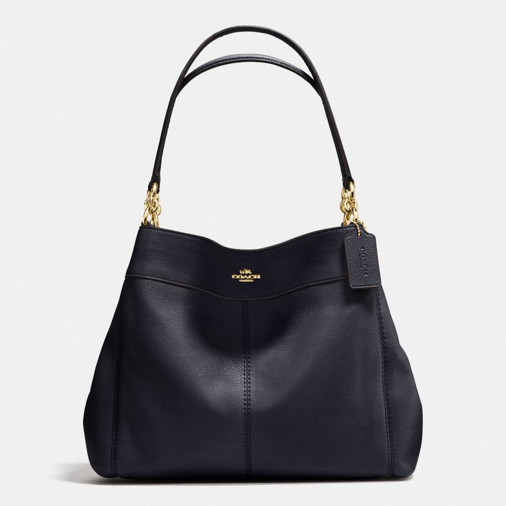 LEXY SHOULDER BAG IN PEBBLE LEATHER - f57545 - IMITATION GOLD/MIDNIGHT