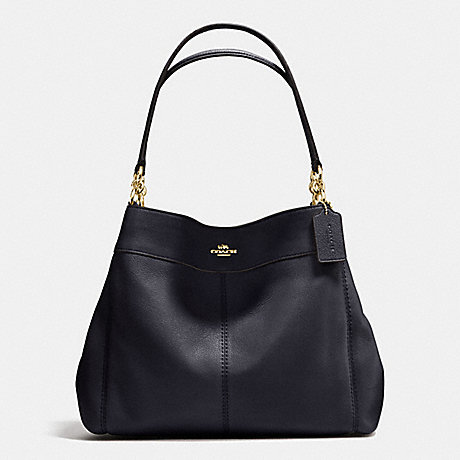 COACH f57545 LEXY SHOULDER BAG IN PEBBLE LEATHER IMITATION GOLD/MIDNIGHT