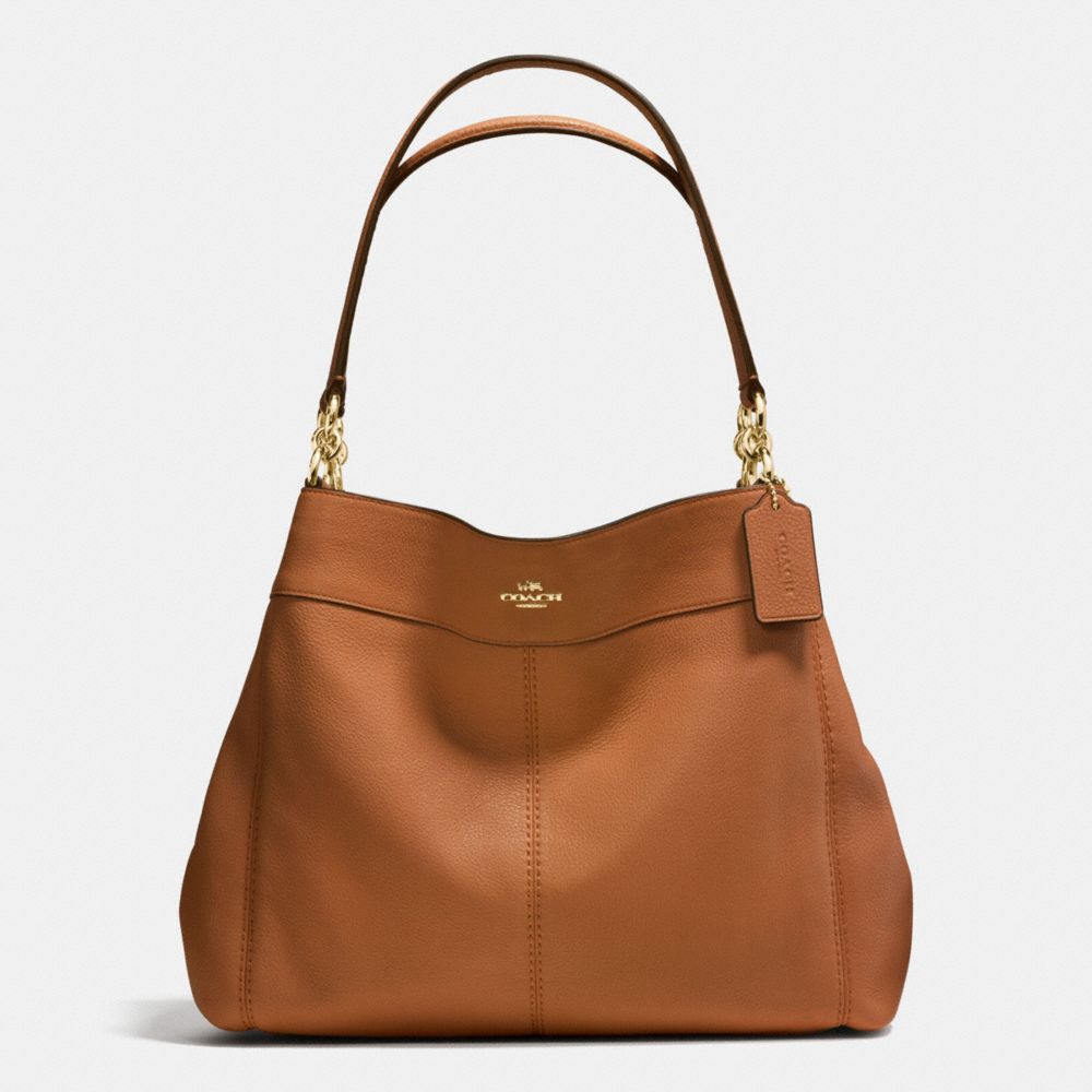 LEXY SHOULDER BAG IN PEBBLE LEATHER - f57545 - IMITATION GOLD/SADDLE