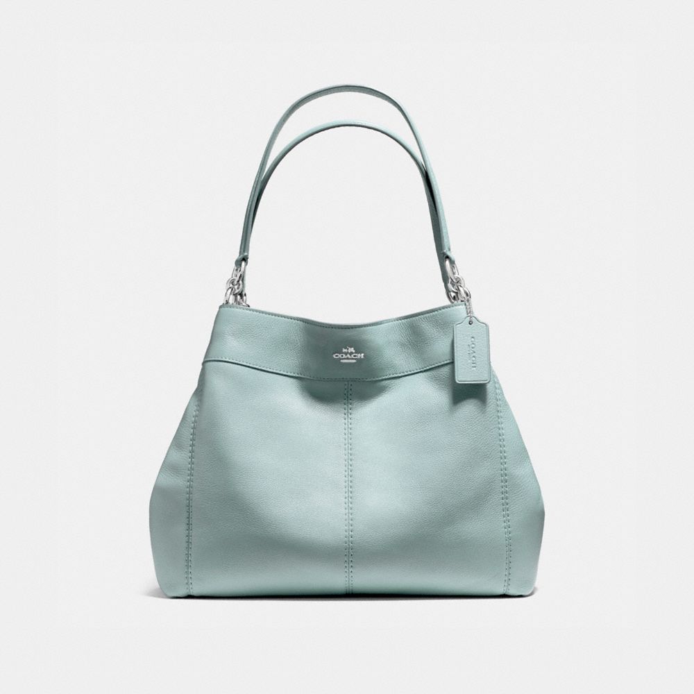 LEXY SHOULDER BAG IN PEBBLE LEATHER - f57545 - SILVER/AQUA