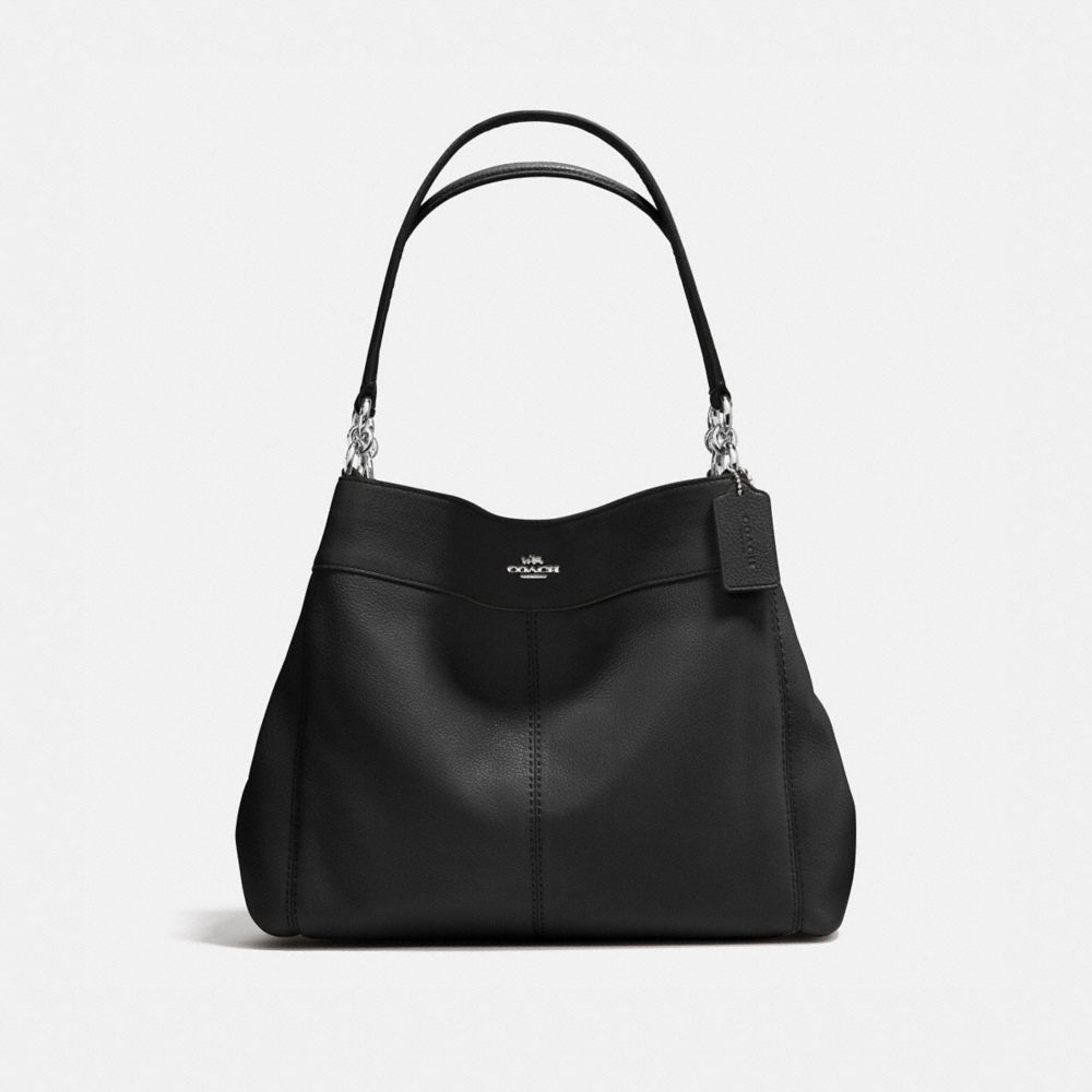 COACH F57545 Lexy Shoulder Bag In Pebble Leather SILVER/BLACK