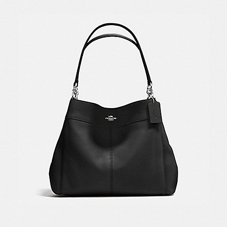 COACH F57545 LEXY SHOULDER BAG IN PEBBLE LEATHER SILVER/BLACK