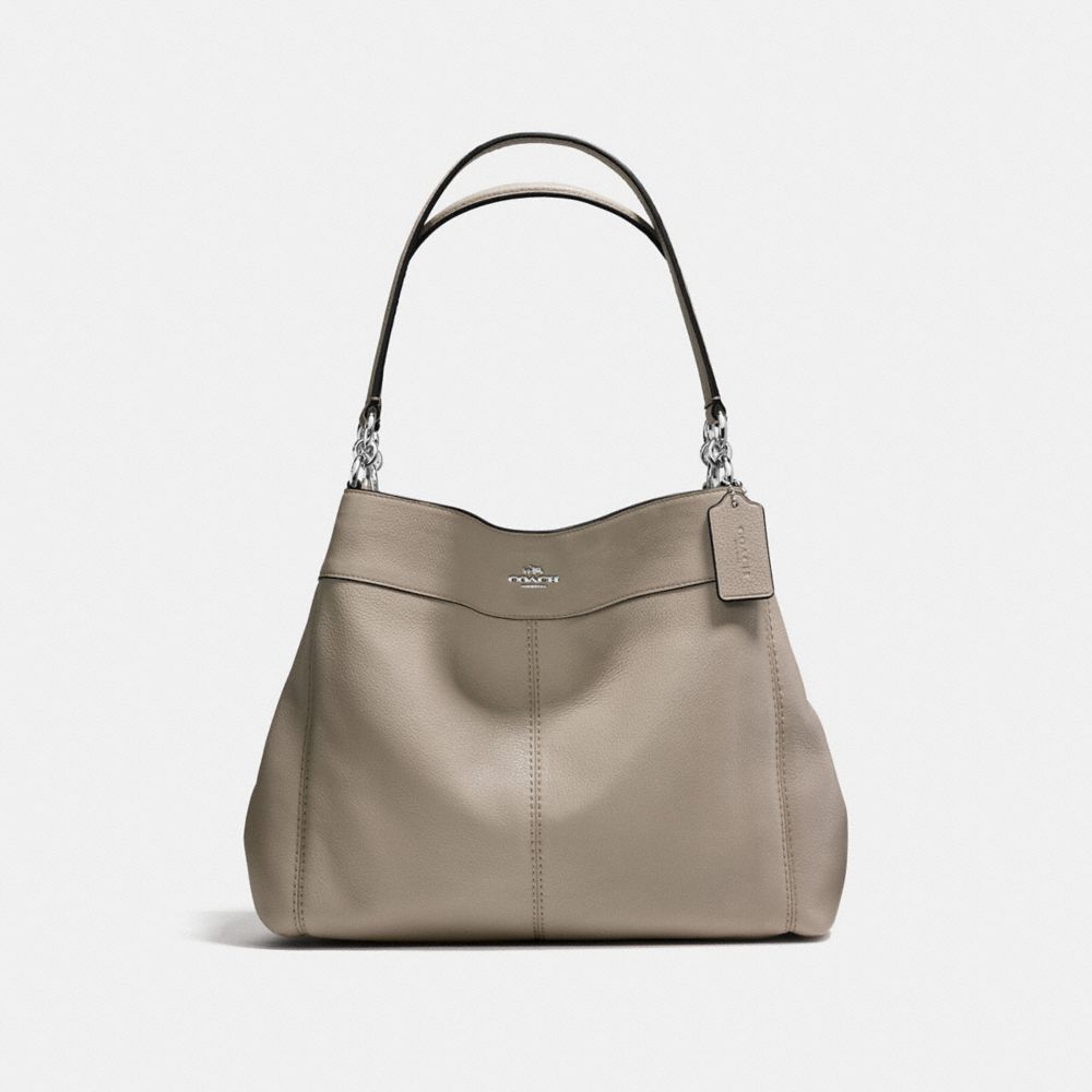 LEXY SHOULDER BAG IN PEBBLE LEATHER - f57545 - SILVER/FOG