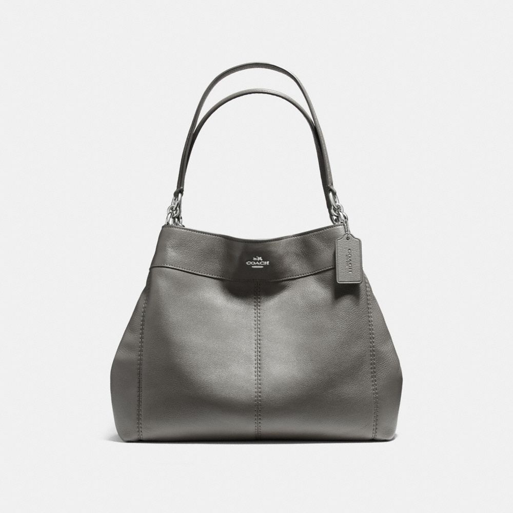 COACH LEXY SHOULDER BAG IN PEBBLE LEATHER - SILVER/HEATHER GREY - F57545