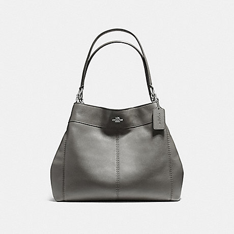 COACH f57545 LEXY SHOULDER BAG IN PEBBLE LEATHER SILVER/HEATHER GREY