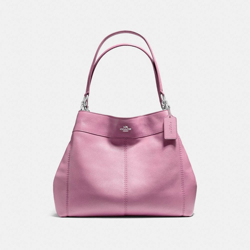 COACH f57545 LEXY SHOULDER BAG IN PEBBLE LEATHER SILVER/LILAC