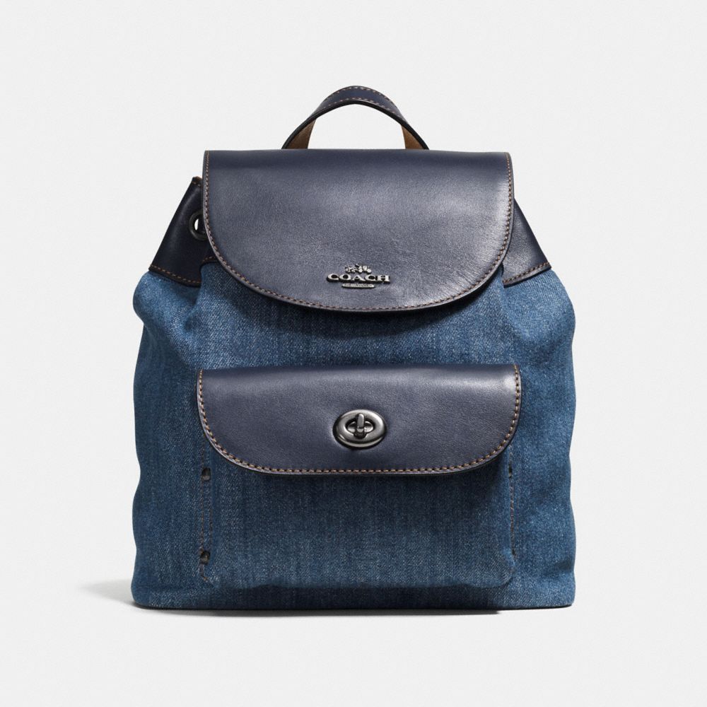 MINI BILLIE BACKPACK IN DENIM AND LEATHER - f57547 - ANTIQUE SILVER/DENIM