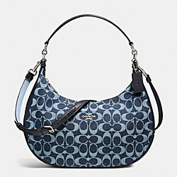 COACH F57553 - HARLEY EAST/WEST HOBO IN SIGNATURE DENIM AND LEATHER SILVER/LIGHT DENIM