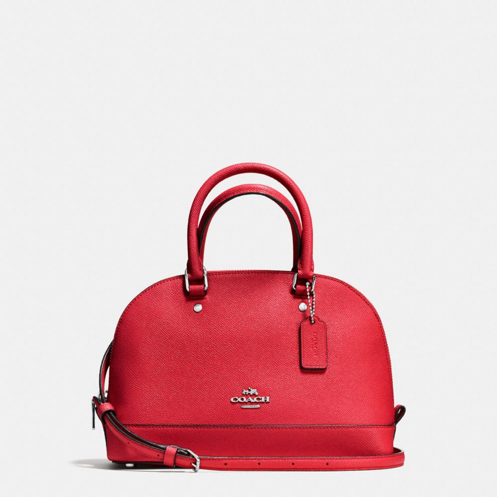 COACH F57555 Mini Sierra Satchel In Crossgrain Leather SILVER/BRIGHT RED