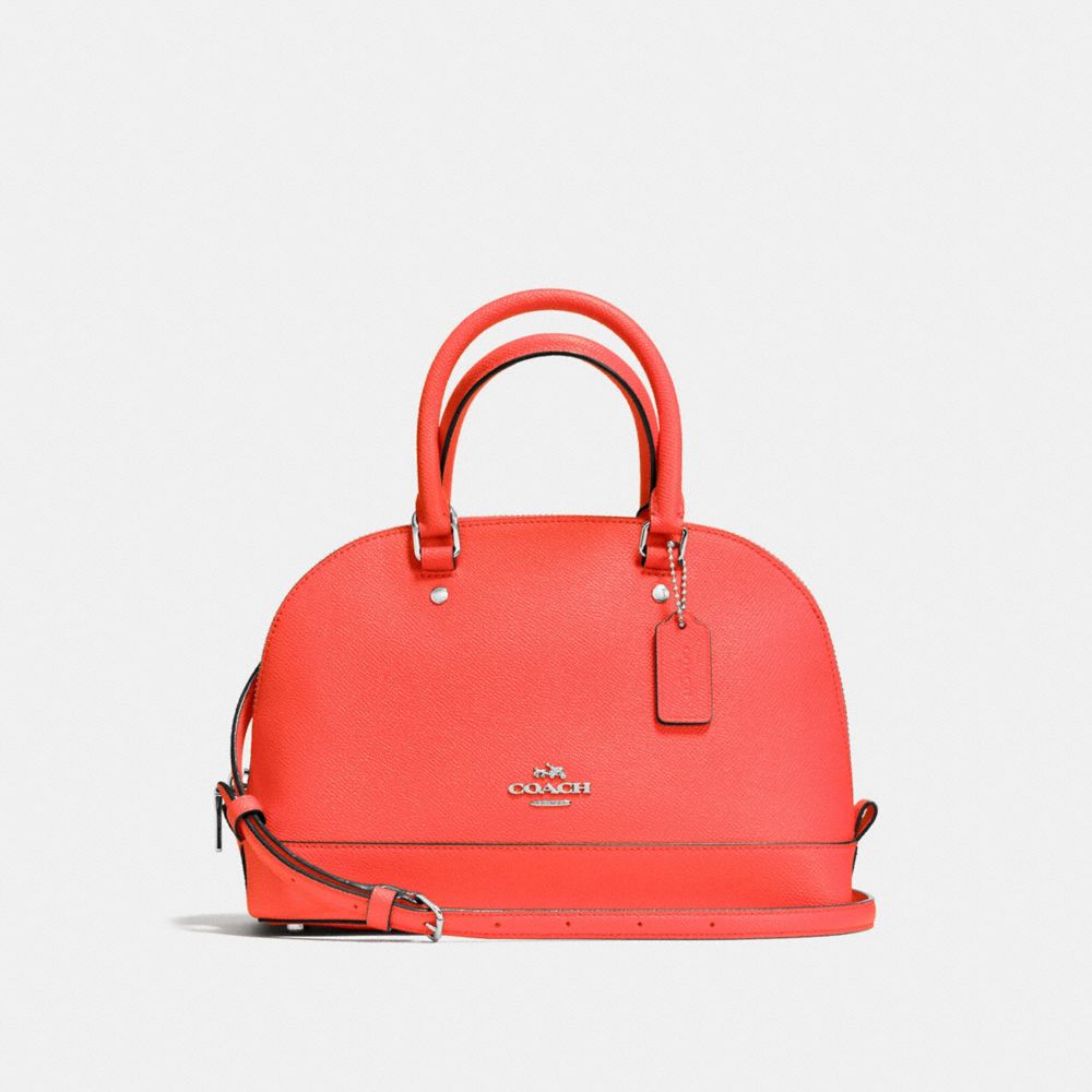 COACH MINI SIERRA SATCHEL IN CROSSGRAIN LEATHER - SILVER/BRIGHT ORANGE - F57555