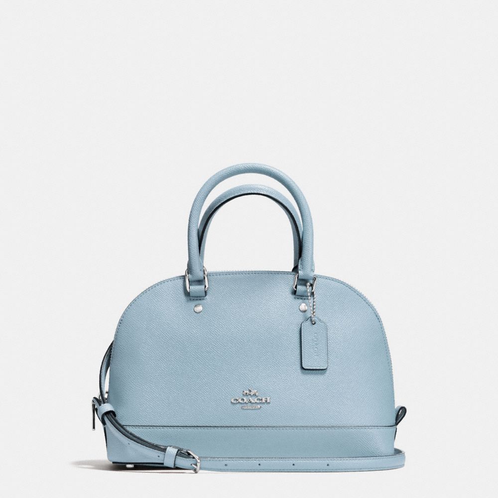 COACH f57555 MINI SIERRA SATCHEL IN CROSSGRAIN LEATHER SILVER/CORNFLOWER